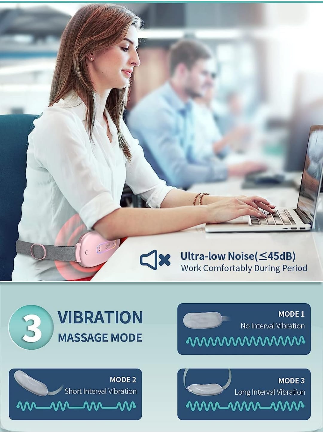 Menstrual Heating Pad Massager | Period Pain Relief Device | Portable Cordless Period Pain Relief | Backpain & Stomach Pain Relief Massager | Period Pain Relief Belt | Menstrual Heating Pad for Girls Cramps