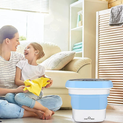 2Kg Portable Foldable Mini Top Loading Washing Machine with Spinner & Dryer for Baby Clothes, Semi Automatic Bucket Washer with Modes for Home, Travel & Multipurpose (Multi)