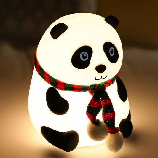 TrendTekk Rechargeable Silicone Panda Night Light for Kids | 7-Color LED Changing Lamp |Adorable Room Decor & Gift for Toddlers, Teens, & Valentine's Day Present| Soft BPA-Free Nightlight| Multicolour