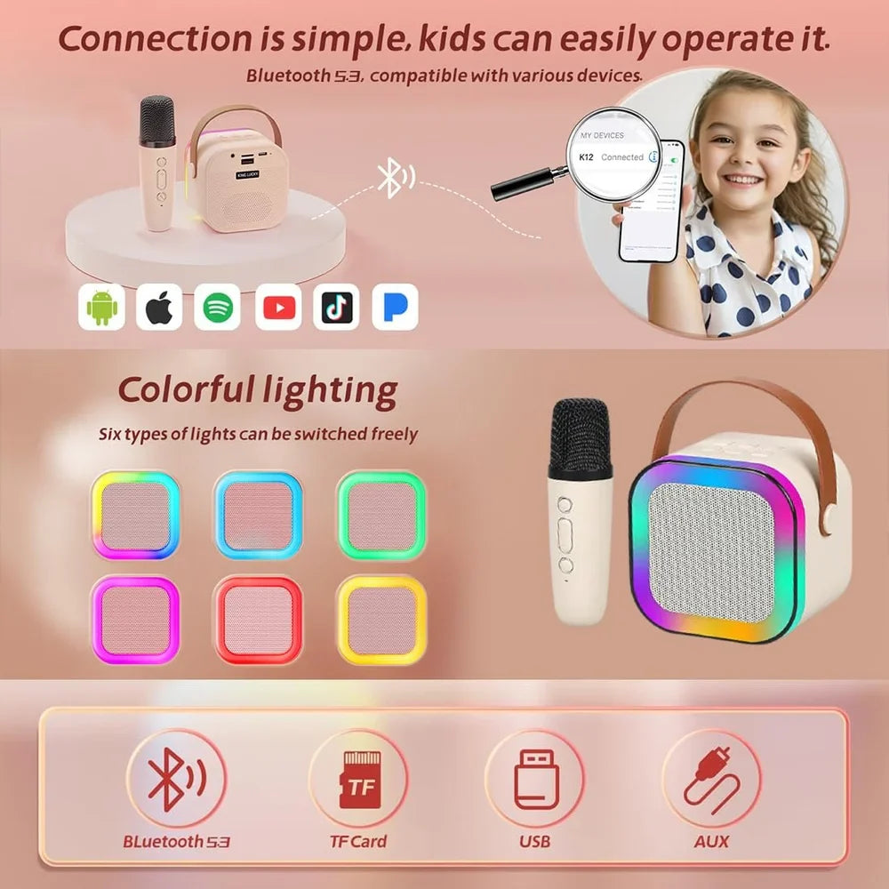 Mini Karaoke Machine for Kids Adults | Portable Bluetooth Karaoke Speaker with Mic for Kids Teens Adults, Ideal Gifts for Girls Boys Birthday Holiday Home Party