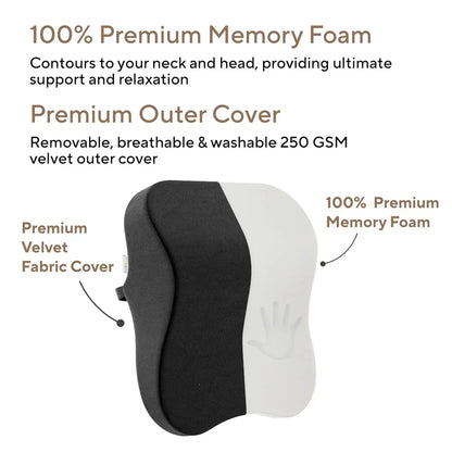 Foam Premium Car Neck Rest Pillow: Comfortable Pillows - Enhance Your Driving Experience With Our Pillow For Seats Perfect Support Long Journeys, Medium, Black